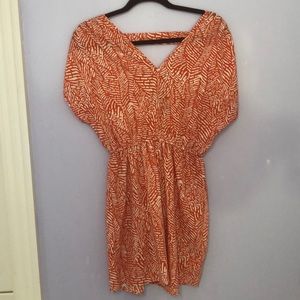 Orange and white blue rain silky dress